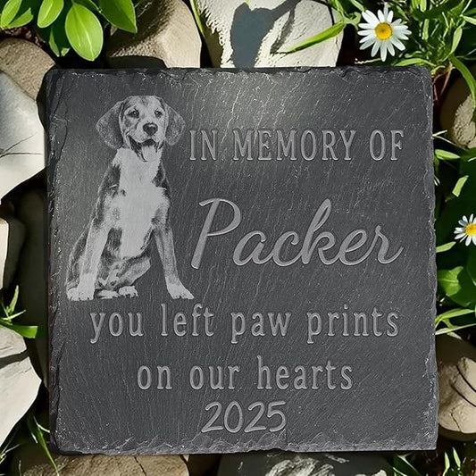 Pet Memorial Stone, Dog Memorial Stone, Dog Memorial Gifts for Loss of Dog, Pet Memorial Gifts, Loss of Pet Sympathy Gift, in Loving Memory Pet - in Memory of Our Hearts - Square