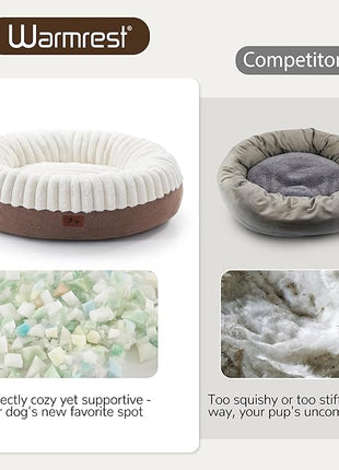 Calming Donut Dog Bed - 36" Round Washable Large Size Pet Bed for Dogs and Cats, Anti-Slip Corduroy Fleece Cat Bed, Anti-Anxiety Cushion with Anti-Slip Bottom