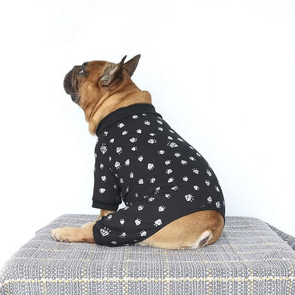 iChoue English Bulldog Pajamas Onesie Suit PJS Bodysuits for Medium Dogs Large French Frenchie Pug Pitbull Boston Terrier - Black Diamond, XXL