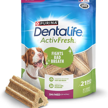 DentaLife ActivFresh Dog Chews for Small and Medium Dogs 20-40 lbs., Dental Chews to Freshen Breath, Chicken Flavor, 15.5 oz., 21 Chews - 21 ct. Pouch