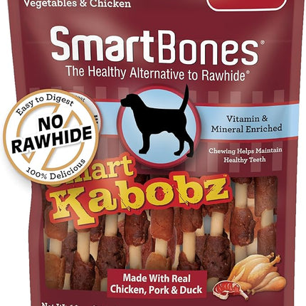 SmartBones Smart Kabobz, Treat Your Dog to a Rawhide-Free Chew Made With Real Chicken, Pork and Duck 18 Count (Pack of 1)