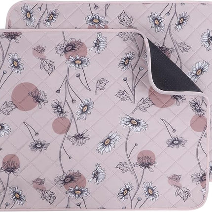 IEUUMLER Washable Pee Pads for Dogs, 2 Pack Non-Slip & Waterproof Pack Whelping Pad, Reusable Washable Puppy Potty Training Pad with Fast Absorbent for Playpen EU007 (Pink Daisy, 34"X36"-2pcs)