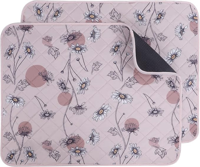 IEUUMLER Washable Pee Pads for Dogs, 2 Pack Non-Slip & Waterproof Pack Whelping Pad, Reusable Washable Puppy Potty Training Pad with Fast Absorbent for Playpen EU007 (Pink Daisy, 36"X41"-2pcs)