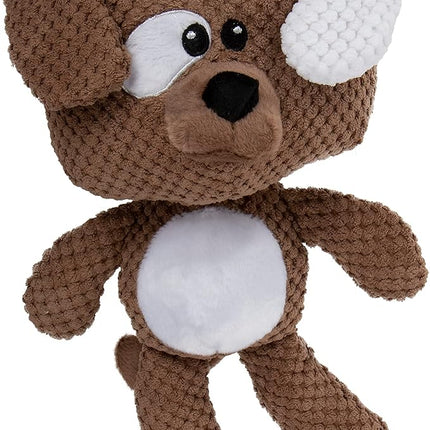goDog Checkers Dog Squeaky Plush Dog Toy, Chew Guard Technology - Brown, Large