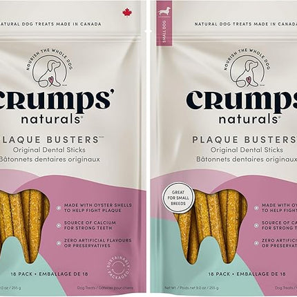 Crumps' Naturals Plaque Busters 3.5" (18ct) 9.0oz/255g Dog Dental Treat (Pack of 2)
