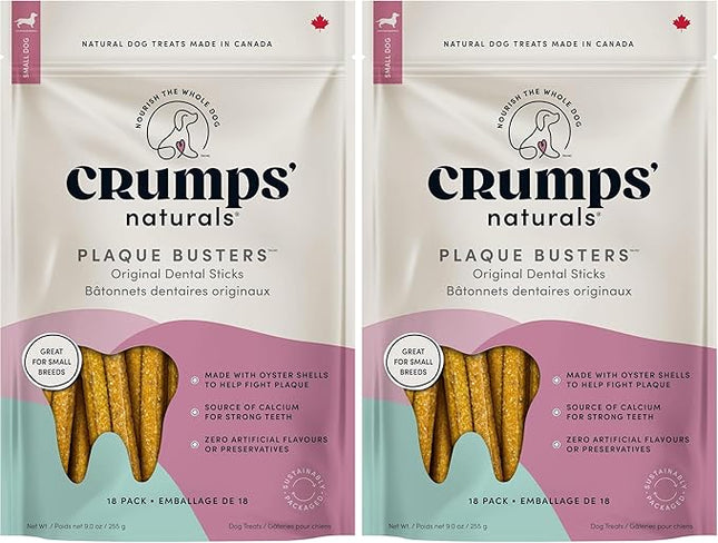 Crumps' Naturals Plaque Busters 3.5" (18ct) 9.0oz/255g Dog Dental Treat (Pack of 2)