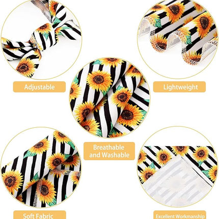 E-Clover Dog Bandanas & Matching Scrunchie Set Sunflower Dog Bandana Scarf Bibs for Medium Large Dogs Girl Pet Owner Birthday Gift Stripe