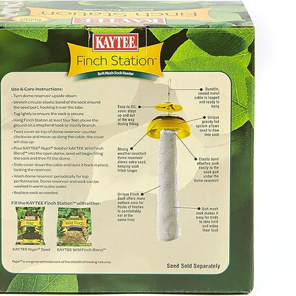 Kaytee Wild Bird Finch Station Soft Mesh Sock Feeder, Includes 2 Socks