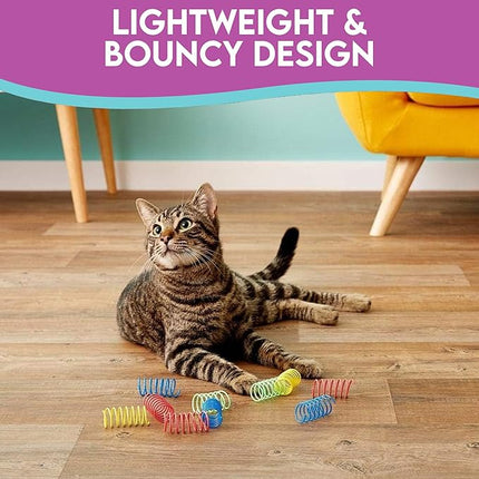 SPOT Colorful Springs Cat Toys – 3" Bouncy Coils for Indoor Cats & Kittens to Swat, Chase & Bite, Safe Lightweight Plastic, Interactive Enrichment Toys, 10-Pack Multi-Color