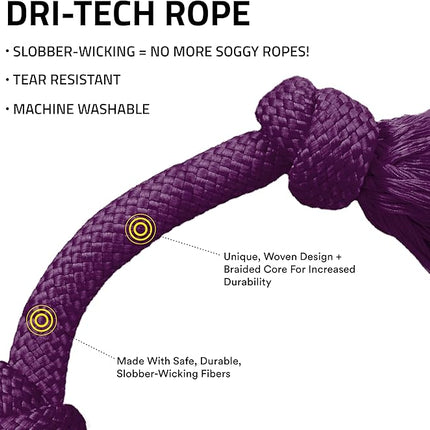Playology Dog Toys | Dri-Tech Rope Toy Tug of War Rope for Aggressive Chewers | Jumbo Bacon Scented Toy - Easy to Clean and Made from Non Toxic Materials