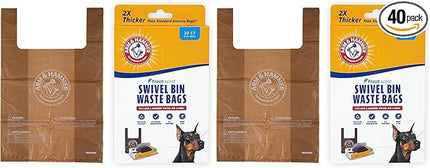 Arm & Hammer Heavy Duty Pet Waste Bags for Swivel Bin & Rake Dog Pooper Scooper, 20 Count Refill Bags (Packaging May Vary) (Pack of 2)