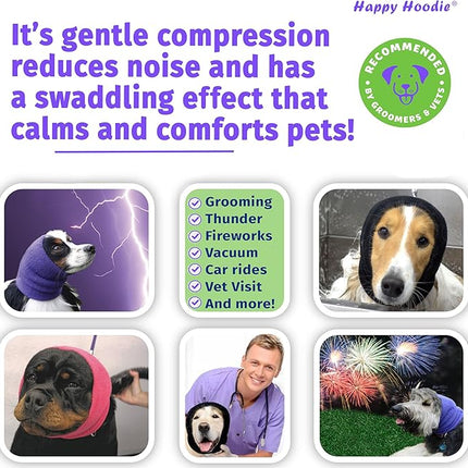 Happy Hoodie The Original Dog & Cat Calming Band - American Brand - Anxiety Relief/Noise Protection-Grooming-Thunder-Fireworks (X-Large, Black) - Since 2008