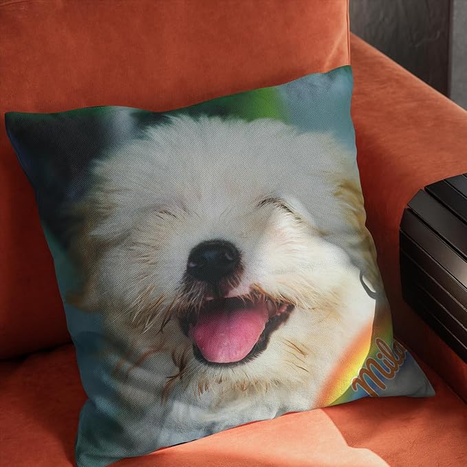 Custom Pet Memorial Throw Pillow with Photo, Personalized Sympathy Gifts for Dog Cat Loss, Pet Memorial Gifts for Pet Loss, Birthday, Christmas, (16x16 Inch)