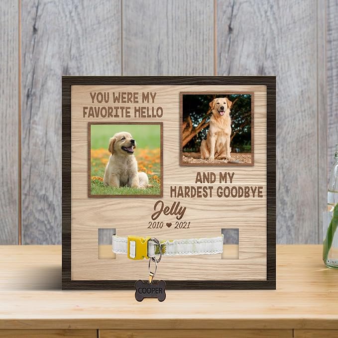 Nazenti Personalized Dog Memorial Picture Frame, Pet Loss Gift, Custom Sympathy Gifts for Loss of Dog, Pet Memorial Frame with Collar Holder, Cat Condolences Gift, Dogs Sign Bereavement Gifts