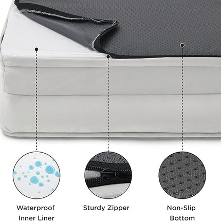 Bedsure Orthopedic Dog Beds for Small Dogs - Washable Small Dog Cat Bed Waterproof, Comfort Pet Couch Sofa with Washable Removable Cover, Pets Bed with Nonskid Bottom, Light Grey, 24"