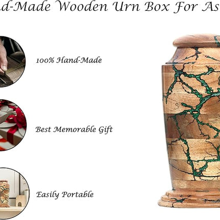 Lichtenberg Figure Urn Resin and Wood Cremation Urn - Personalized Wooden Cremation urn urns for Ashes - Funeral Box Ashes (11" x 6" x 5")