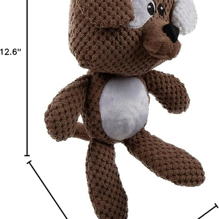 goDog Checkers Dog Squeaky Plush Dog Toy, Chew Guard Technology - Brown, Large