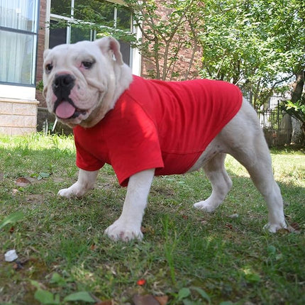 Lovelonglong Bulldog Clothes Dog Clothing Blank T-Shirt Tee Shirts for French Bulldog English Bulldog American Pit Bull Pugs 100% Cotton Skin Care Red B-XL
