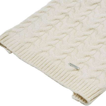 Blueberry Pet Classic Fuzzy Textured Knit Pullover Turtle-Neck Dog Sweater in Ivory, Back Length 14", Pack of 1 Clothes for Dogs