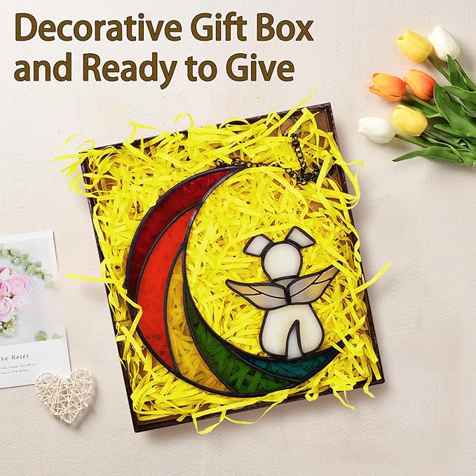 Rainbow Bridge Dog Memorial Gifts for Loss of Dog, Stained Glass Personalized Pet Memorial, Loss of Pet Sympathy Gift for Window, Living Room, Garden