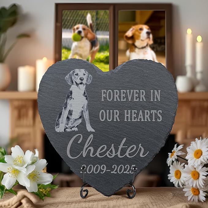 Pet Memorial Stone, Dog Memorial Stone, Dog Memorial Gifts for Loss of Dog, Pet Memorial Gifts, Loss of Pet Sympathy Gift, in Loving Memory Pet - Forever in Our Hearts - Heart Shaped