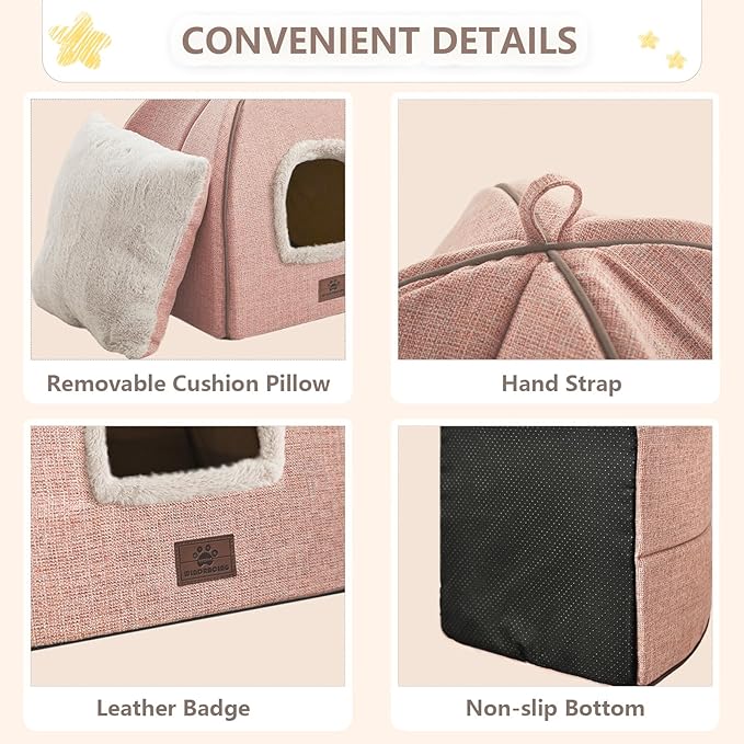 Cat Bed for Indoor Cats - Cat Cave Cat House Cats Tent with Removable Washable Cushioned Pillow, Soft and Self Kitten beds