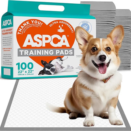 ASPCA - Scented Puppy Pads | Extra Absorbent Dog Training Pads for Cats & Dogs | Leak-Proof Layers | Odor Control & Quick-Dry | Non-Slip & Tear-Resistant | Travel Friendly | Pack of 100 | Size 22"x22'