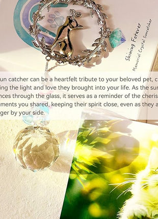 Cat Memorial Suncatcher - Lost of Cat Bereavement Gift Idea, Pet Loss Sympathy Gifts, Thoughtful Cats Remembrance Sun Catcher, Passing Away Remembrance Memory Gift