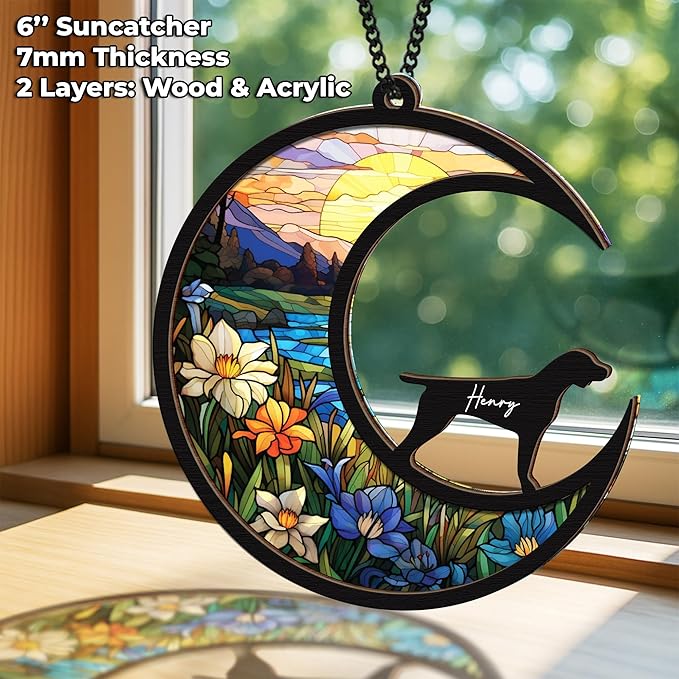 6'' German Shorthaired Pointer Memorial Suncatcher, Personalized Name, Pet Ornament Window Car Hanging, Sympathy Gift for Loss of Pet, Passed Away Remembrance Gift for Dog Lovers SCD-B11-6-54