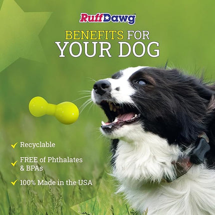 Ruff Dawg Big Dawg - Indestructible Dog Toy for Rough Play - Barbell Shape Bounce for Chase, Catch - Shred-Resistant Plastic - Colors Vary - 1 Toy