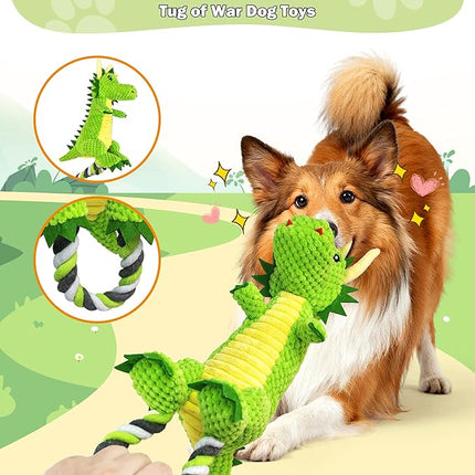 Interactive Squeaky Dog Chew Toy,Plush Dog Rope Toys for Small Medium and Large Dogs,Tug of War Dog Toys to Keep Them Busy,Training Reward Gift,Teeth Cleaning