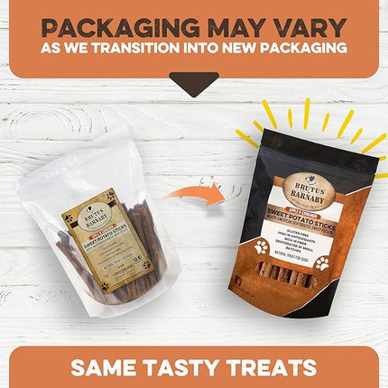 BRUTUS & BARNABY USA Sweet Potato Dog Treats - Crunchy Grain Free Cinnamon Apple Sticks, Promotes Positive Gut Health with Natural Anti-Diarrhea Properties (Cinnamon & Apple, 8 oz)