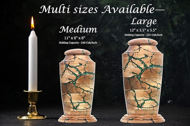 Lichtenberg Figure Urn Resin and Wood Cremation Urn - Personalized Wooden Cremation urn urns for Ashes - Funeral Box Ashes (11" x 6" x 5")