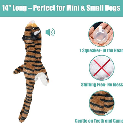 SPOT Skinneeez Jungle Cat 14 Inch Stuffing-Free Plush Squeaky Dog Toy – Soft Interactive Chew Toy for Small and Medium Dogs – Mess-Free Play for Light & Moderate Chewers