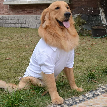 lovelonglong Basic Dog Polo Shirts Premium Cotton, Polo T-Shirts for Large Medium Small Dogs with a Two-Button Collar Blank Color White XXXL