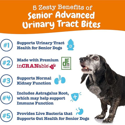 Zesty Paws Senior Cranberry Supplement for Dogs - Bladder Control for Senior Dogs - Urinary Tract Support - Cranberry Chews - Immune & Gut Support - Chicken - 90 Count