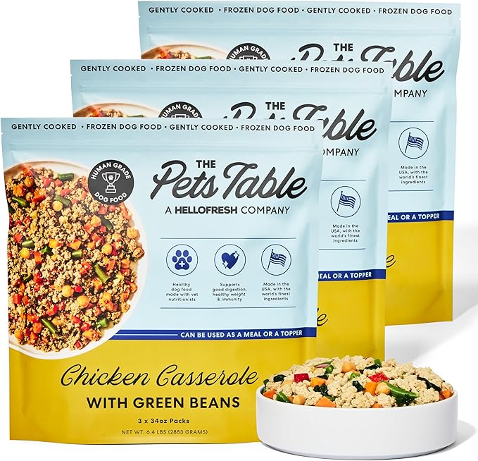 The Pets Table Human-Grade Chicken Casserole Fresh Dog Food, Dog Food Topper or Complete Meal, 9 Count of 34-oz Pouches, 19lbs