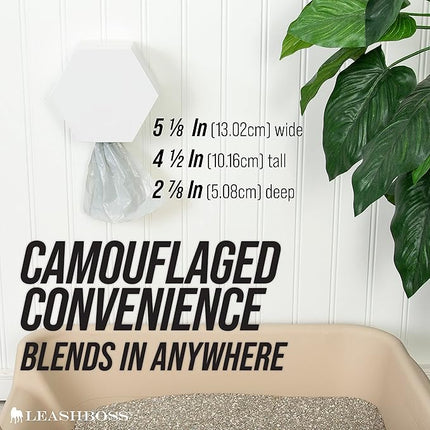 Leash Boss Dog Poop Bag Dispenser Wall Mount with Container for Extra Storage, Doggy Bag Holder for Pet Waste Stations, Includes 8 Rolls (120 Bags) of Unscented Pet Waste Bags