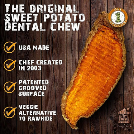 Sams Yams Sweet Potato Dog Treats, Healthy Dog Treats for Large Dogs - Sweet Potato Dog Treats Made in USA, High Fiber, Vegan Dental Chews - Big Boyz, Sweet Potato Dog Chewz, 15oz (Pack of 3)