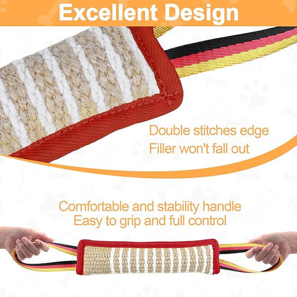 Dog Tug Toy Dog Bite Jute Pillow Pull Toy with 2 Strong Handles Perfect for Tug of War, Puppy Interactive Play, Tear Resistant Bite Training Toys for Small Medium Large Dogs (Red Flag)