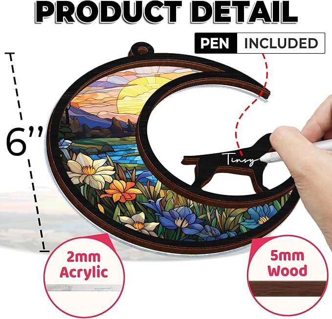 6'' German Shorthaired Pointer Memorial Suncatcher, Personalized Name, Pet Ornament Window Car Hanging, Sympathy Gift for Loss of Pet, Passed Away Remembrance Gift for Dog Lovers SCD-B11-6-54