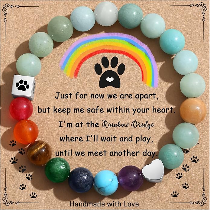 TONY & SANDY Dog Memorial Gifts, Pet Sympathy Rainbow Bridge Pet Memorial Bracelet for Men Women Girls Who Loss of Beloved Dog Cat