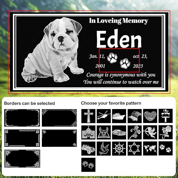 Pet Memorial Stones for Dogs & Cats, Personalized Dog Memorial Plaques for Pet Grave Stones for Outdoor - Cats Headstones, Tombstones for Grave Markers with Photo