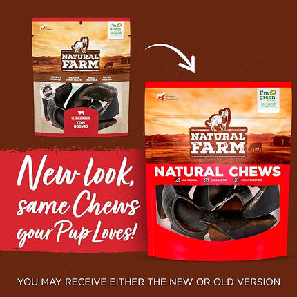 Natural Farm Cow Hooves (6 Pack), Odor-Free, All Natural Sourced from Farm-Raised Beef Hoof Dog Treats, Great Alternative to Bully Sticks or Rawhide, Dental Chew for Small, Medium, Large Breeds
