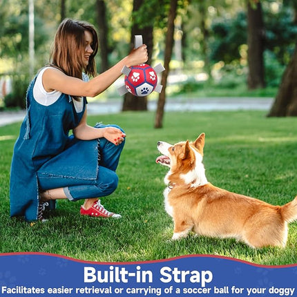 Diman Small Dog Toys Soccer Ball with Straps,Interactive Dog Balls for Tug of War, Yard Games, Dog Waterpool Toy, Herding Ball for Small Dogs, Pet Birthday Gifts Boredom Buster (5inch)