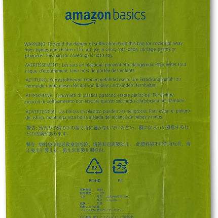 Amazon Basics Dog Poop Bags with Dispenser, 270 Count, Enhanced for Guaranteed Leakproof, Talcum Powder Scented, Includes Leash Clip