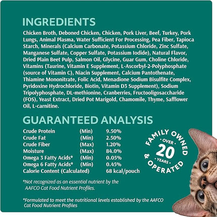 Optimeal Grain-Free Wet Cat Food Pouches – Chicken & Turkey in Savory Gravy, High Protein & Moisture-Rich Tender Morsels, Indoor Adult Cat Food Wet with Natural European Ingredients, 3 oz (Pack of 12)