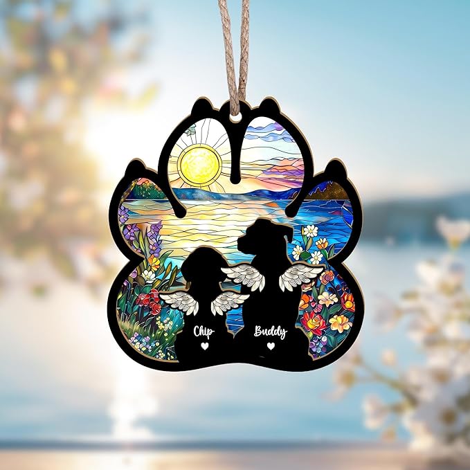 Personalized Dog Loss Sympathy Suncatcher Gift, Custom Dog Memorial Suncatcher, Pet Memorial Gift, Loss of Dog Gift, Dog Remembrance Gift, Pet Memorial Gift