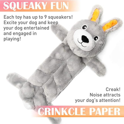 Nocciola 5 PCS Less Stuffing Dog Squeaky Toys for Aggressive Chewers, Durable Plush Dog Toy Set with Stuffed Head for Small to Large Dogs