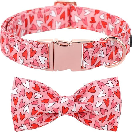 Lionet Paws Valentines Dog Collar Bowtie, Dog Bowtie Collar with Metal Buckle for Dogs and Cats, Adjustable Comfortable Dogs Collars Girl Boy，XXS, Neck 7-11 in